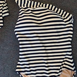 J.Crew One shoulder one piece swimsuit navy/ivory medium Sz 8 #F0921